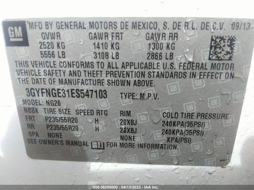 2014 CADILLAC SRX PREMIUM COLLECTION - 3GYFNGE31ES547103