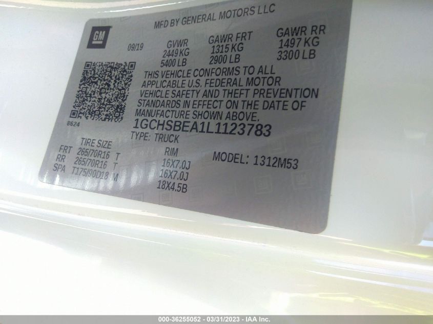 2020 CHEVROLET COLORADO 2WD WORK TRUCK - 1GCHSBEA1L1123783