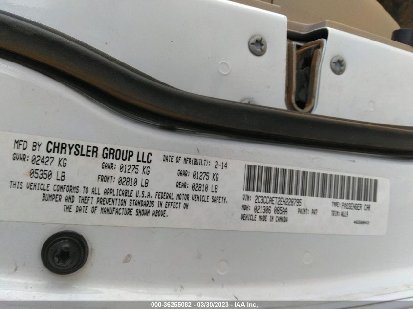2014 CHRYSLER 300 300C - 2C3CCAET2EH228795