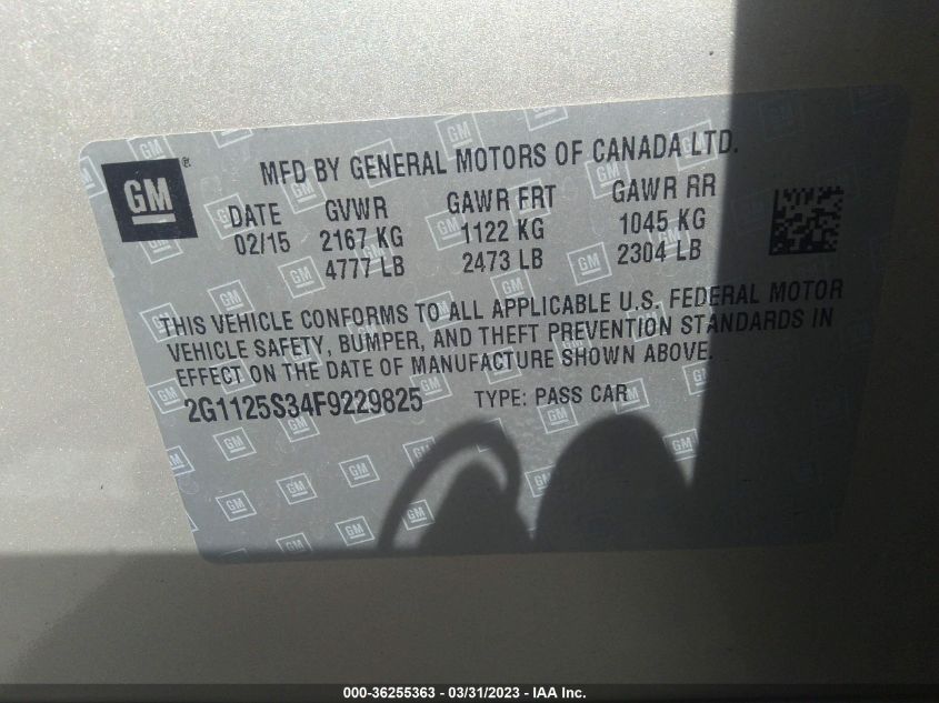 2015 CHEVROLET IMPALA LT - 2G1125S34F9229825