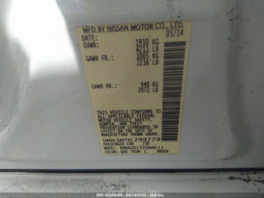 2014 NISSAN ALTIMA 2.5 S - 1N4AL3AP7EC299779