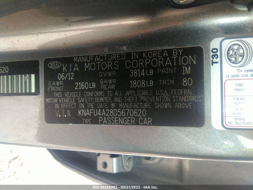 2013 KIA FORTE EX - KNAFU4A28D5670620