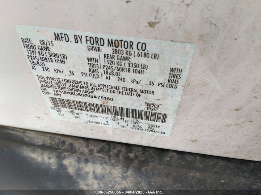 2016 FORD EXPLORER XLT - 1FM5K8D86GGA75166