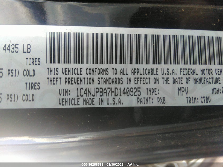 VIN 1C4NJPBA7HD140925 2017 JEEP PATRIOT SPORT