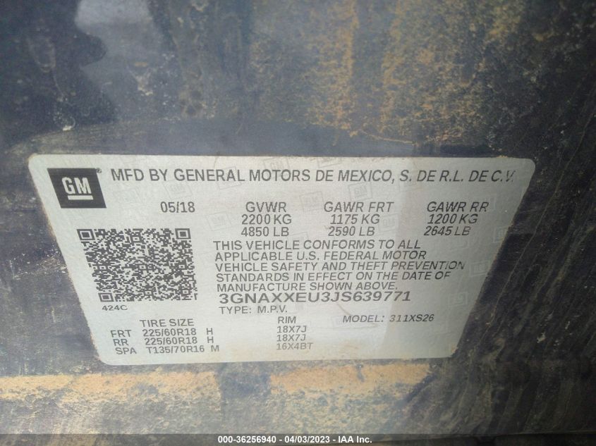 2018 CHEVROLET EQUINOX PREMIER - 3GNAXXEU3JS639771