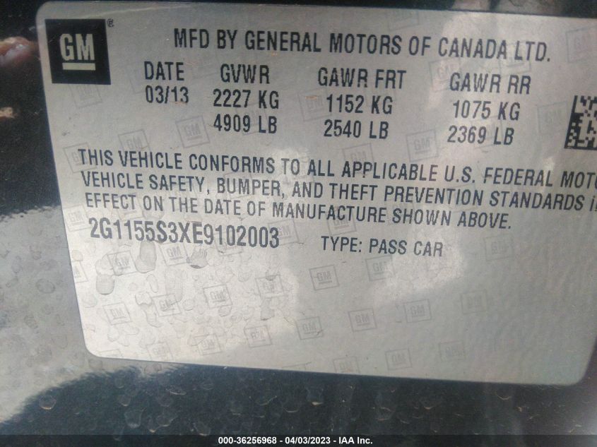 2014 CHEVROLET IMPALA LTZ - 2G1155S3XE9102003