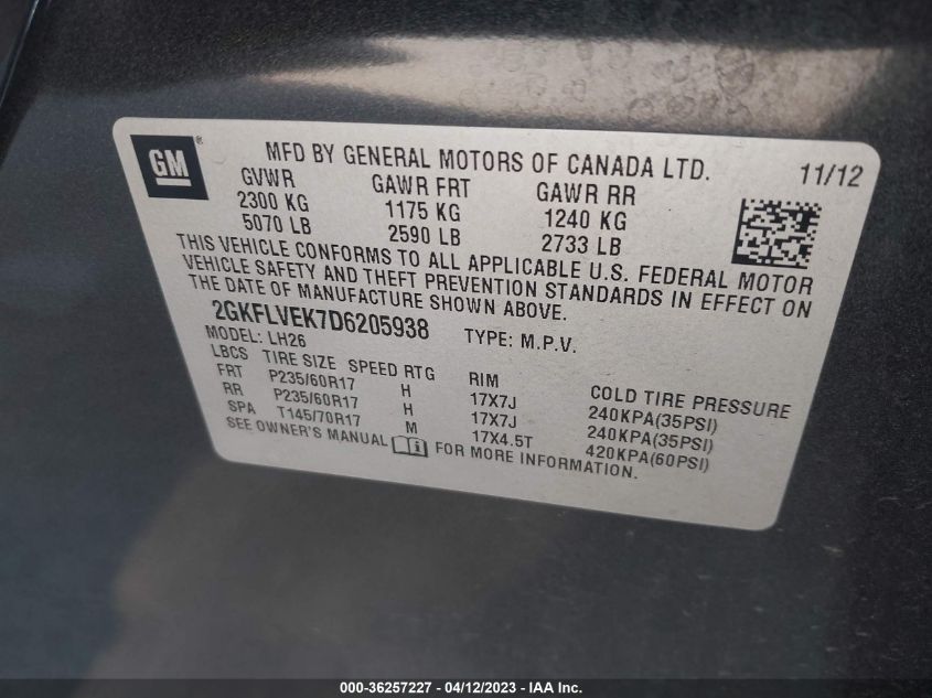 2013 GMC TERRAIN SLT - 2GKFLVEK7D6205938