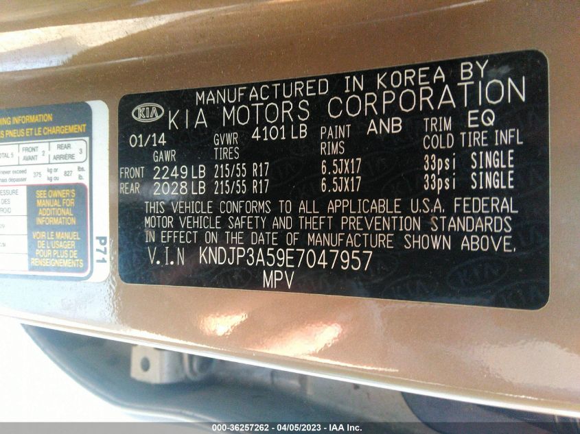 2014 KIA SOUL + - KNDJP3A59E7047957