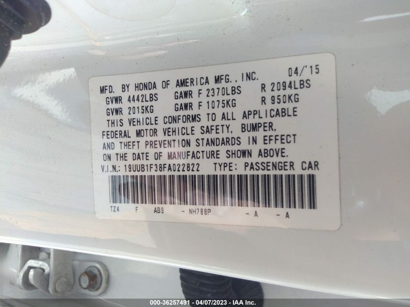 2015 ACURA TLX - 19UUB1F38FA022822