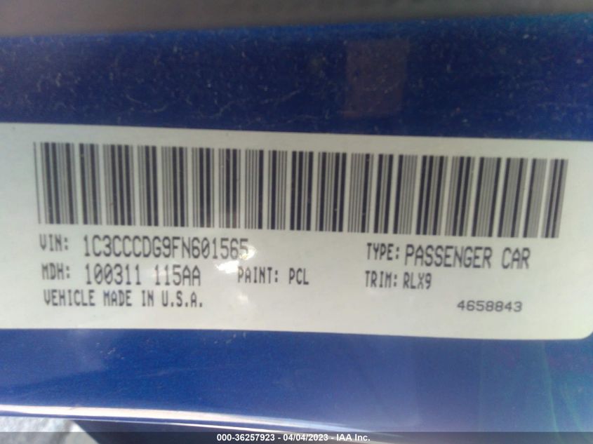 2015 CHRYSLER 200 S - 1C3CCCDG9FN601565