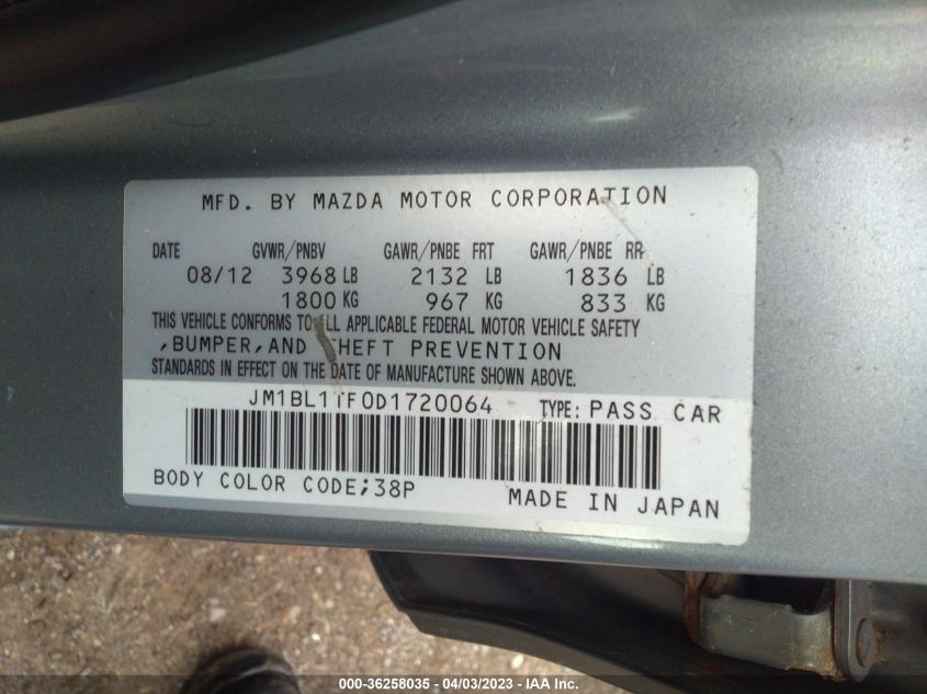 2013 MAZDA MAZDA3 I SV - JM1BL1TF0D1720064