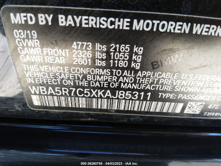 2019 BMW 3 SERIES 330I XDRIVE - WBA5R7C5XKAJ85311
