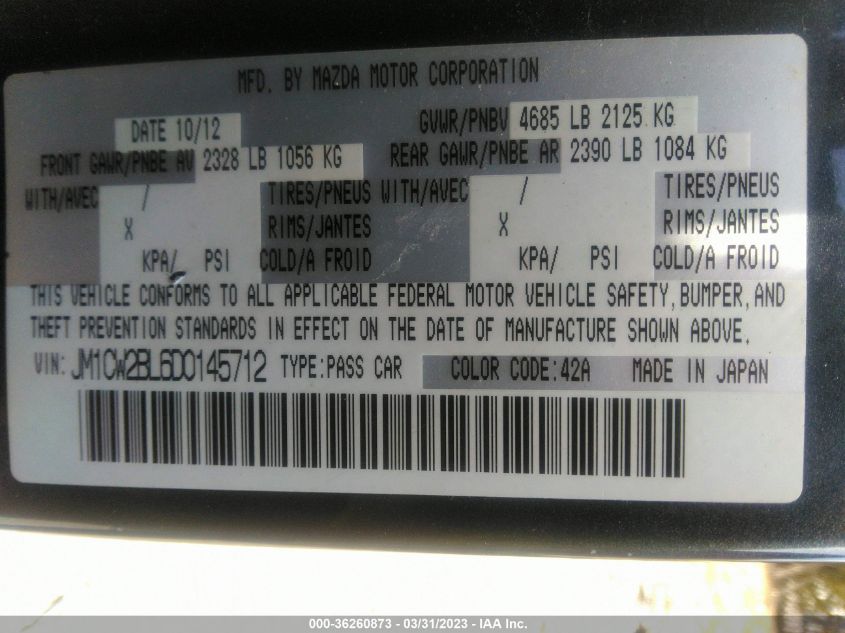 2013 MAZDA MAZDA5 SPORT - JM1CW2BL6D0145712