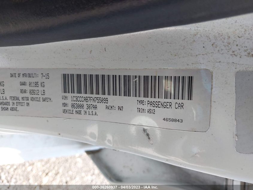 2015 CHRYSLER 200 LIMITED - 1C3CCCAB7FN755099