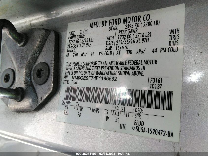 2015 FORD TRANSIT CONNECT WAGON XLT NM0GE9F74F1196582