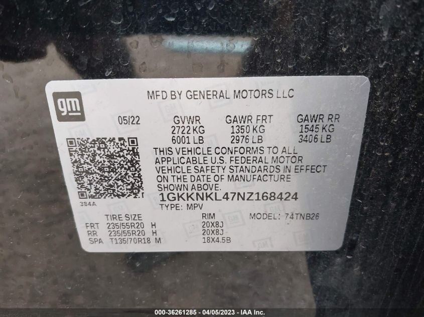 2022 GMC ACADIA SLE - 1GKKNKL47NZ168424