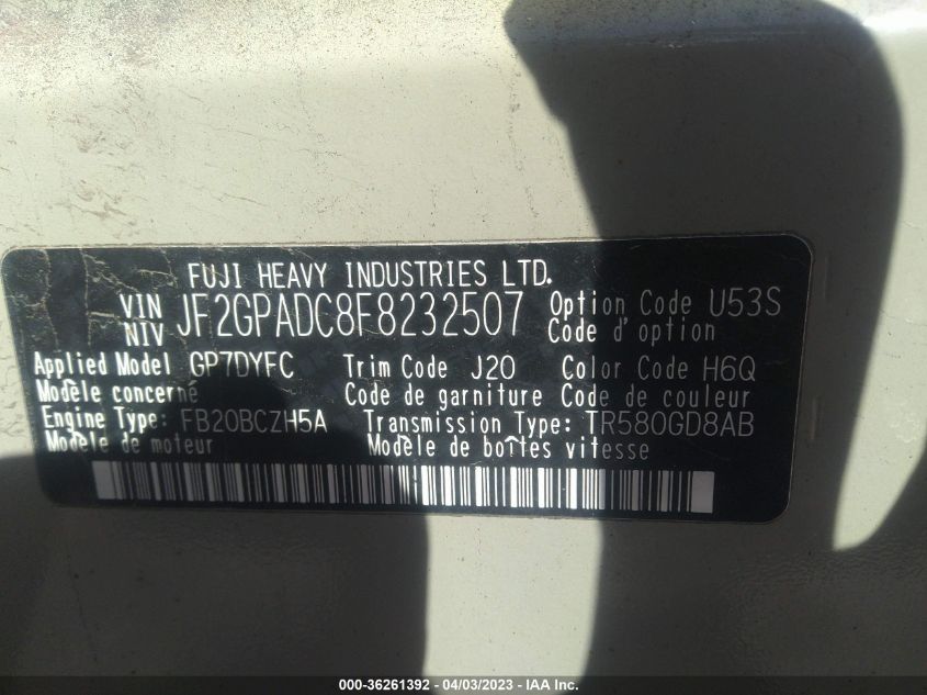 2015 SUBARU XV CROSSTREK PREMIUM - JF2GPADC8F8232507