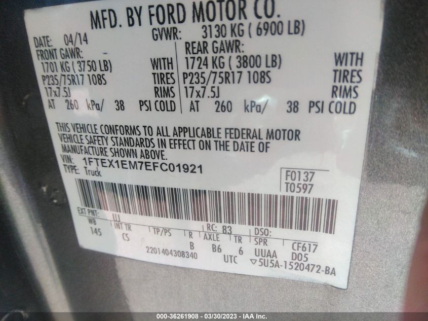 2014 FORD F-150 XL/STX/XLT - 1FTEX1EM7EFC01921