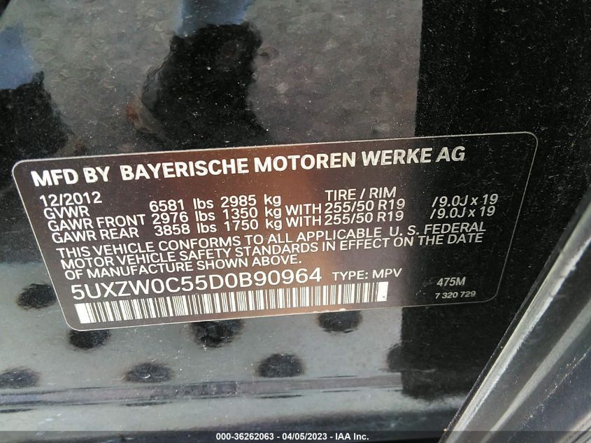 2013 BMW X5 XDRIVE35D - 5UXZW0C55D0B90964