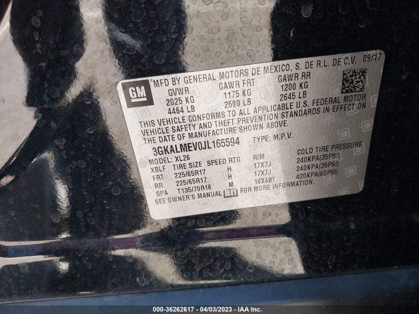 2018 GMC TERRAIN SLE - 3GKALMEV0JL165594