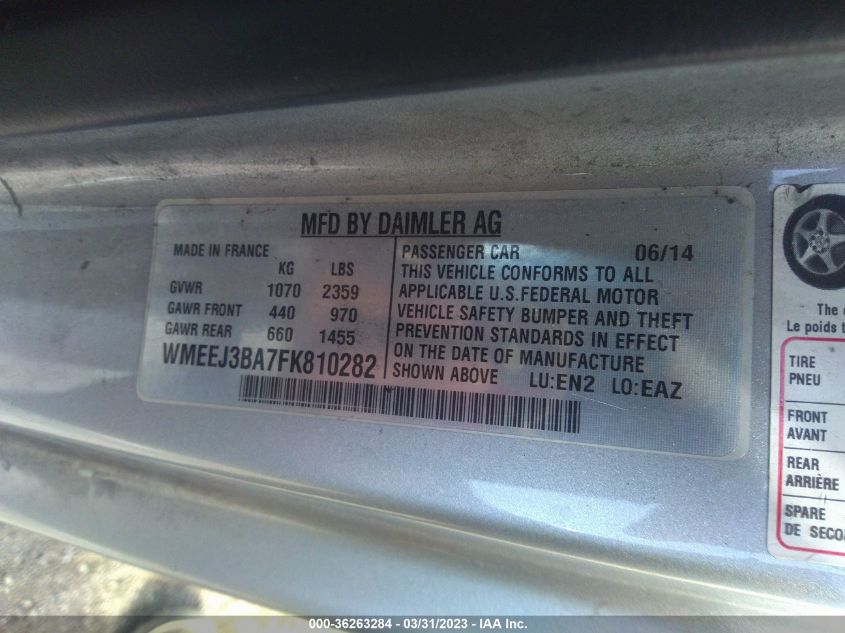 2015 SMART FORTWO PASSION/PURE - WMEEJ3BA7FK810282