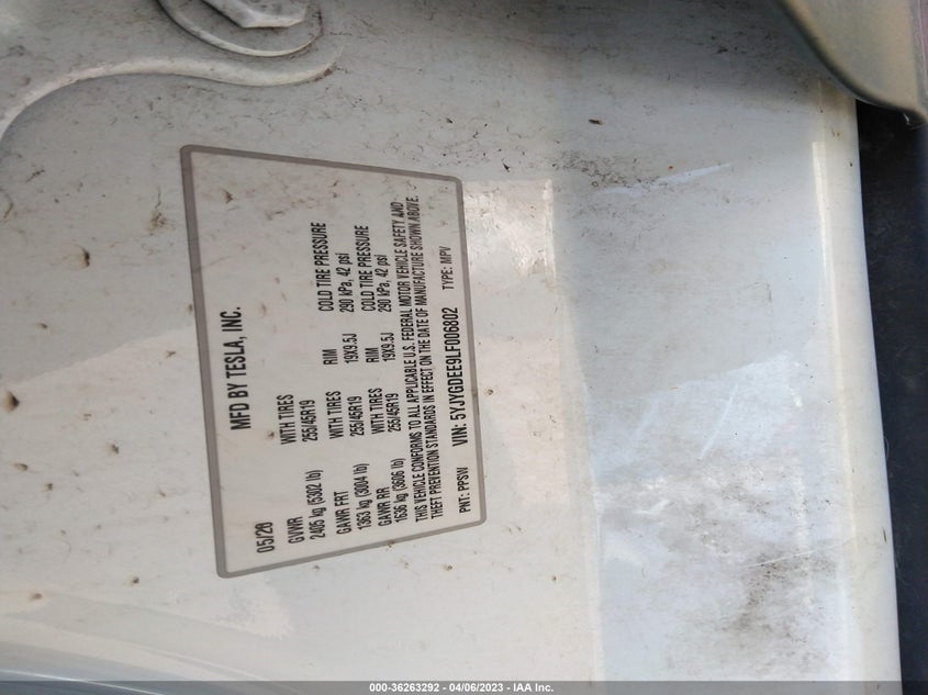 VIN 5YJYGDEE9LF006802 2020 TESLA MODEL Y LONG RANGE