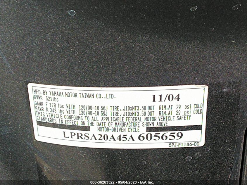 2005 YAMAHA YW50 AP ZUMA - LPRSA20A45A605659