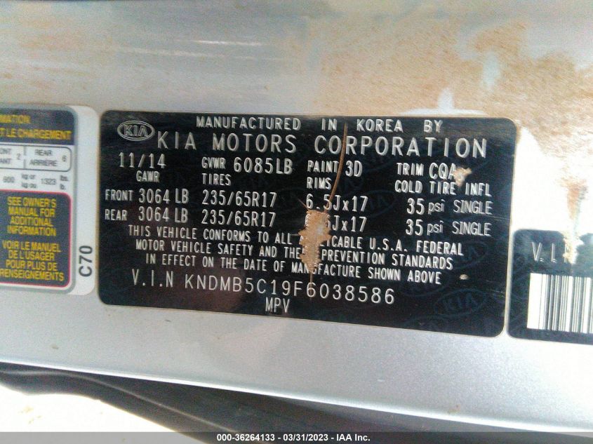 2015 KIA SEDONA LX - KNDMB5C19F6038586