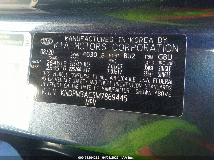 2021 KIA SPORTAGE LX - KNDPM3AC5M7869445