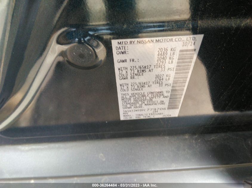 2015 NISSAN ROGUE SV - 5N1AT2MT0FC779706