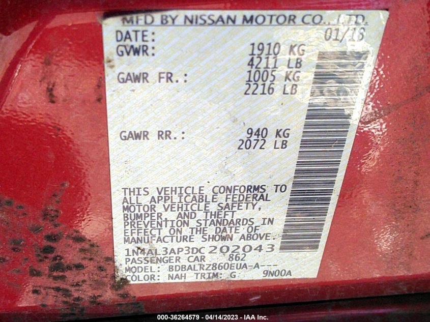 2013 NISSAN ALTIMA 2.5 S - 1N4AL3AP3DC202043