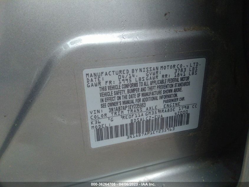 2014 NISSAN SENTRA S - 3N1AB7AP1EY235963