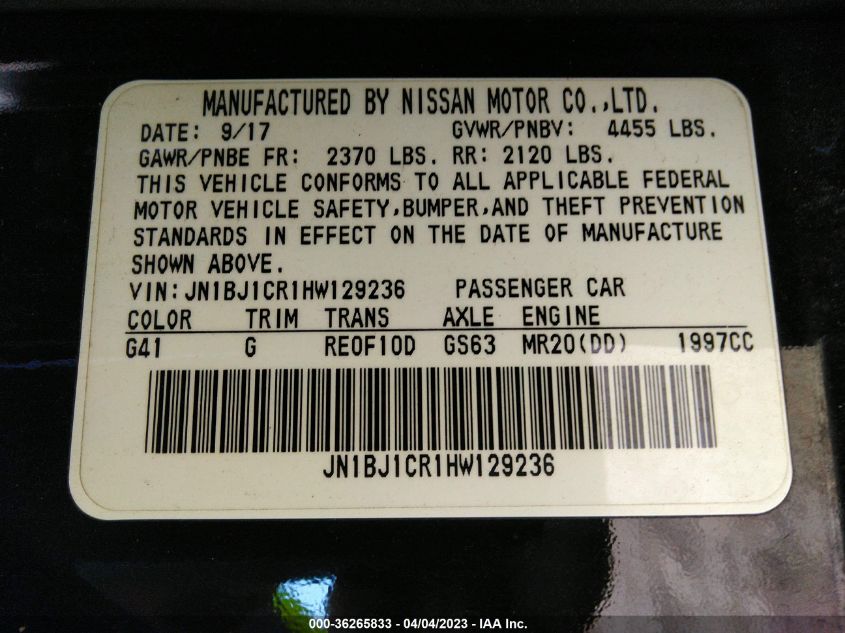 2017 NISSAN ROGUE SPORT S - JN1BJ1CR1HW129236