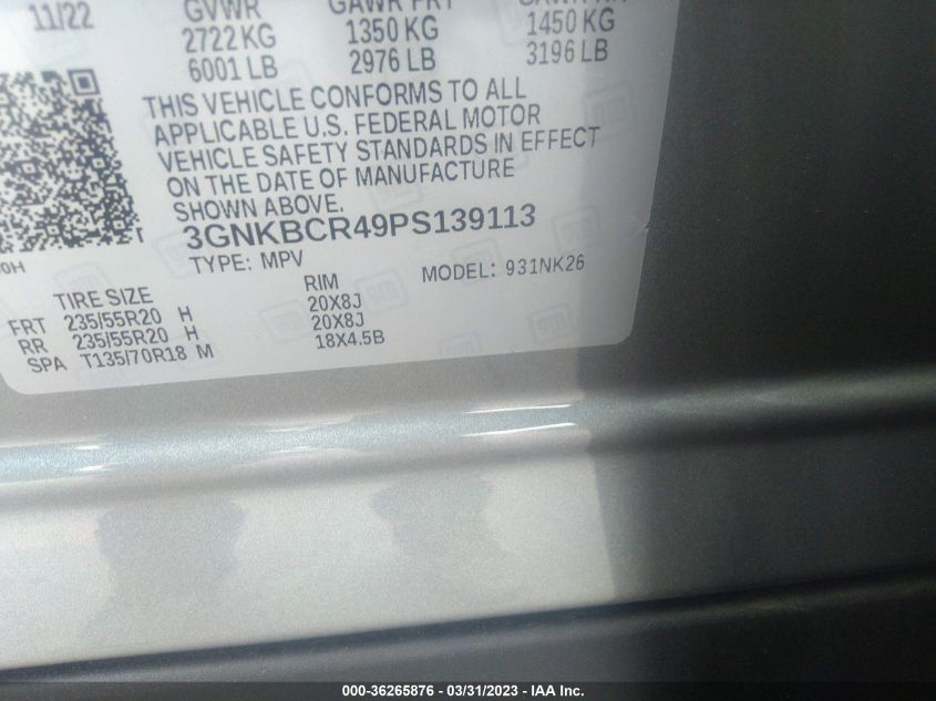 2023 CHEVROLET BLAZER LT - 3GNKBCR49PS139113