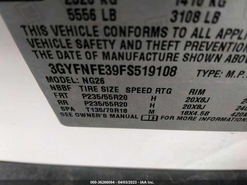 2015 CADILLAC SRX PERFORMANCE COLLECTION - 3GYFNFE39FS519108