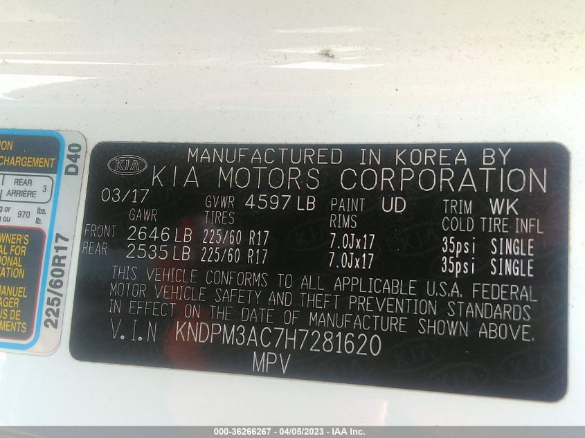 2017 KIA SPORTAGE LX - KNDPM3AC7H7281620