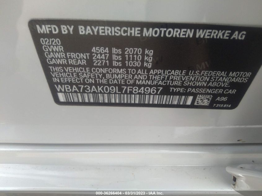 2020 BMW 2 SERIES 228I XDRIVE - WBA73AK09L7F84967