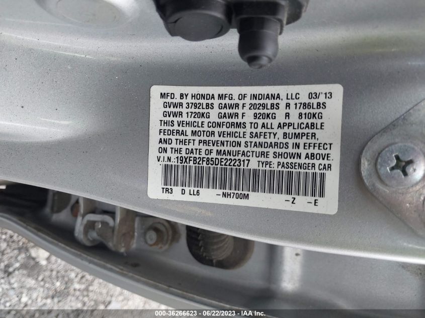 2013 HONDA CIVIC SDN EX - 19XFB2F85DE222317