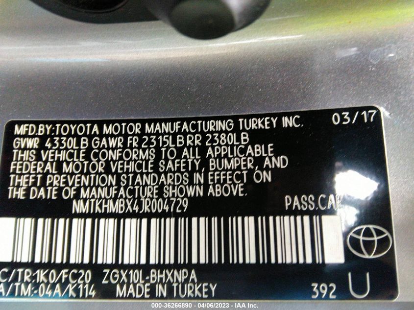 2018 TOYOTA C-HR XLE - NMTKHMBX4JR004729