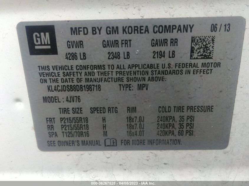 2013 BUICK ENCORE PREMIUM - KL4CJDSB8DB198718