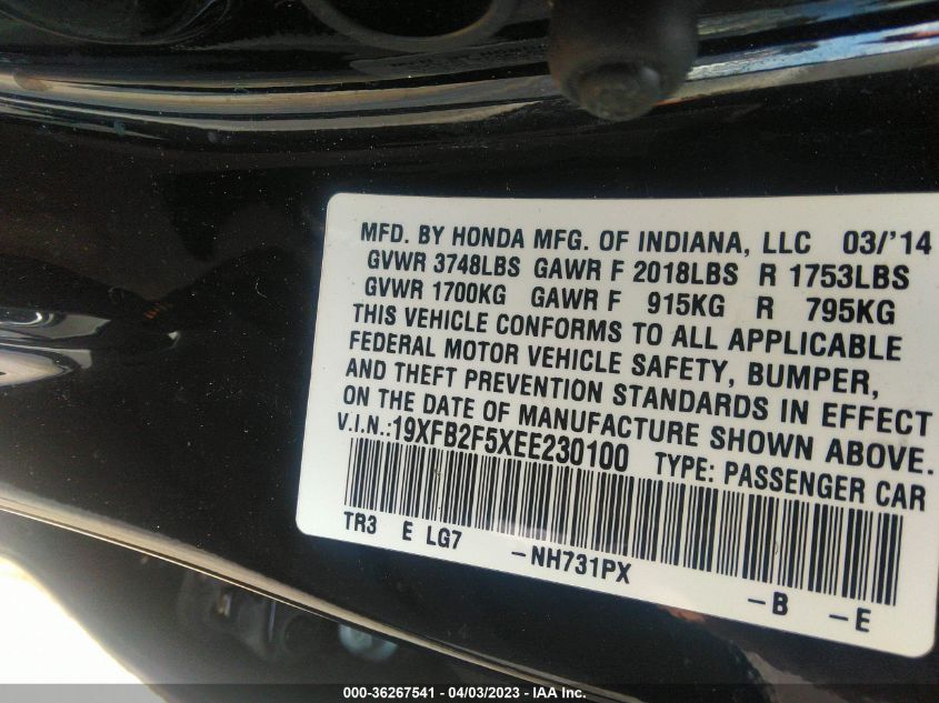 2014 HONDA CIVIC SEDAN LX - 19XFB2F5XEE230100