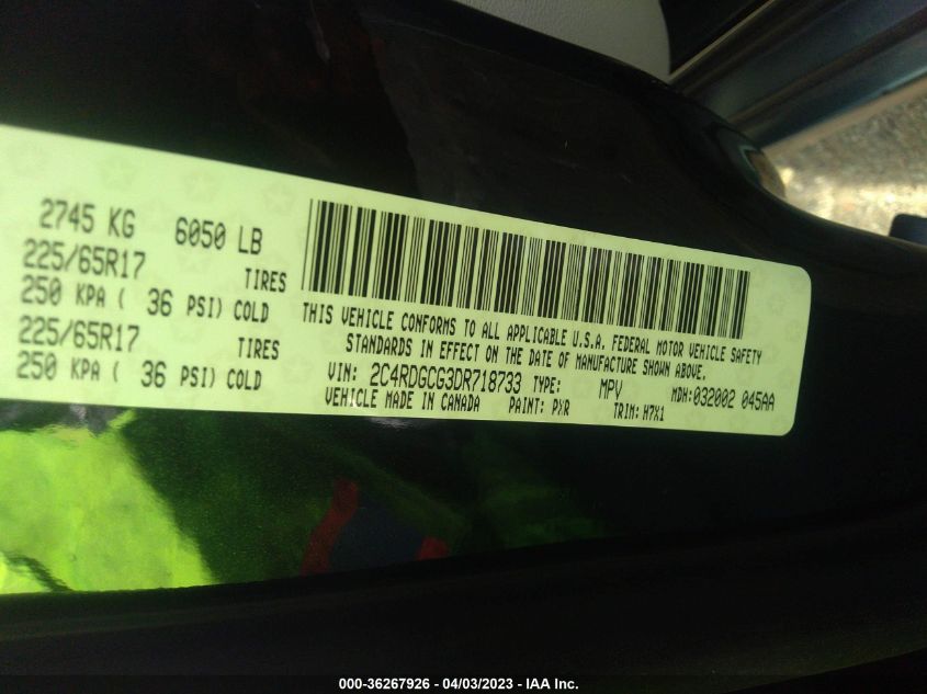 2013 DODGE GRAND CARAVAN SXT - 2C4RDGCG3DR718733