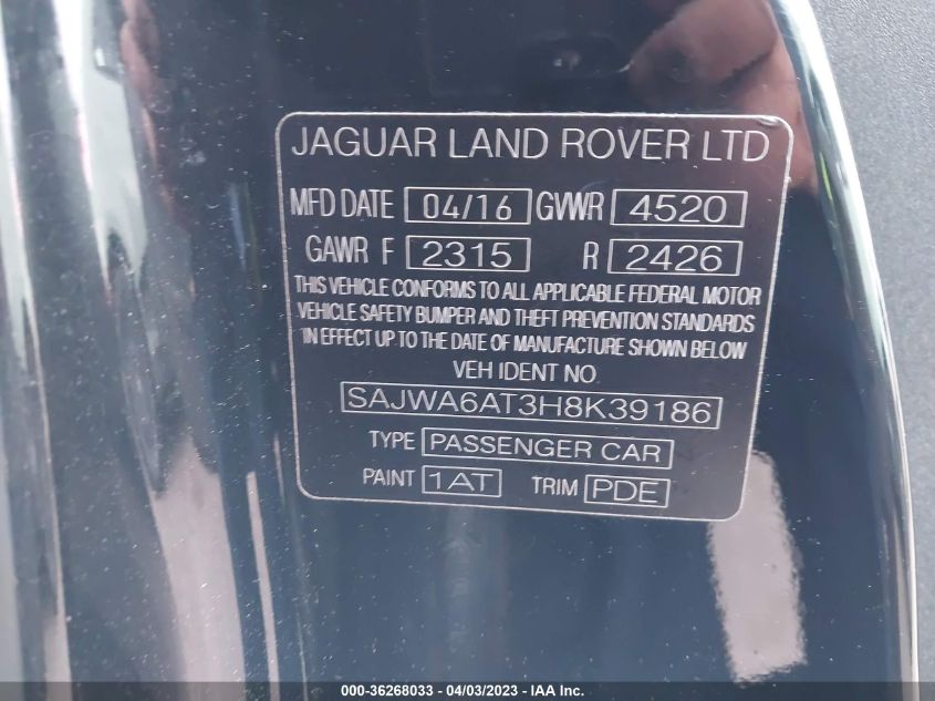 2017 JAGUAR F-TYPE - SAJWA6AT3H8K39186