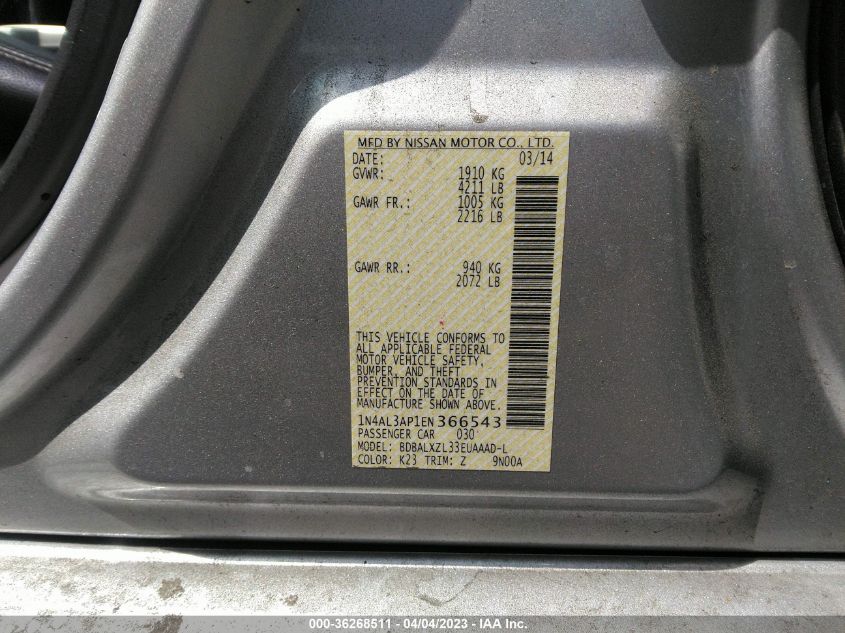 2014 NISSAN ALTIMA 2.5 SL - 1N4AL3AP1EN366543