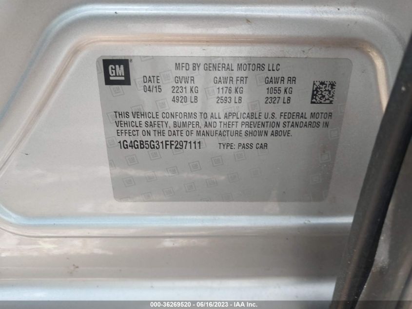 2015 BUICK LACROSSE LEATHER - 1G4GB5G31FF297111