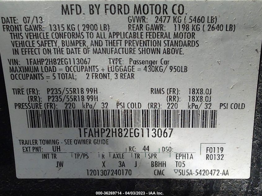 2014 FORD TAURUS SEL - 1FAHP2H82EG113067