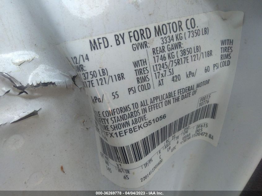 2014 FORD F-150 XL/XLT/STX/LARIAT/FX4 - 1FTFX1EF8EKG51056