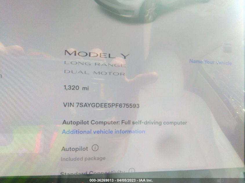 2023 TESLA MODEL Y LONG RANGE - 7SAYGDEE5PF675593