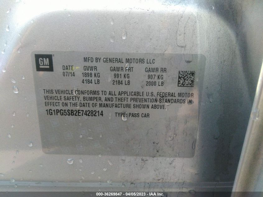 2014 CHEVROLET CRUZE LTZ - 1G1PG5SB2E7428214