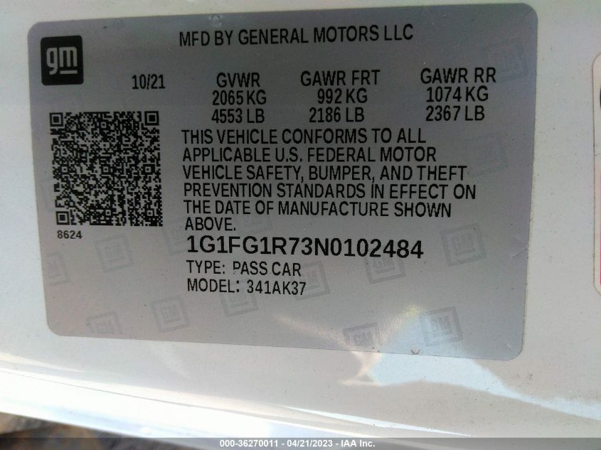 2022 CHEVROLET CAMARO 2SS - 1G1FG1R73N0102484